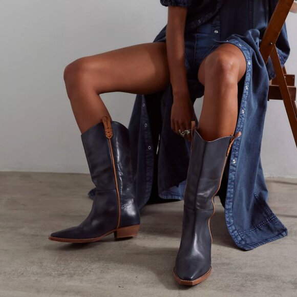 Free People We The Free Montage Tall Boots - Washed Black in Size 8 - Picture 8 of 8